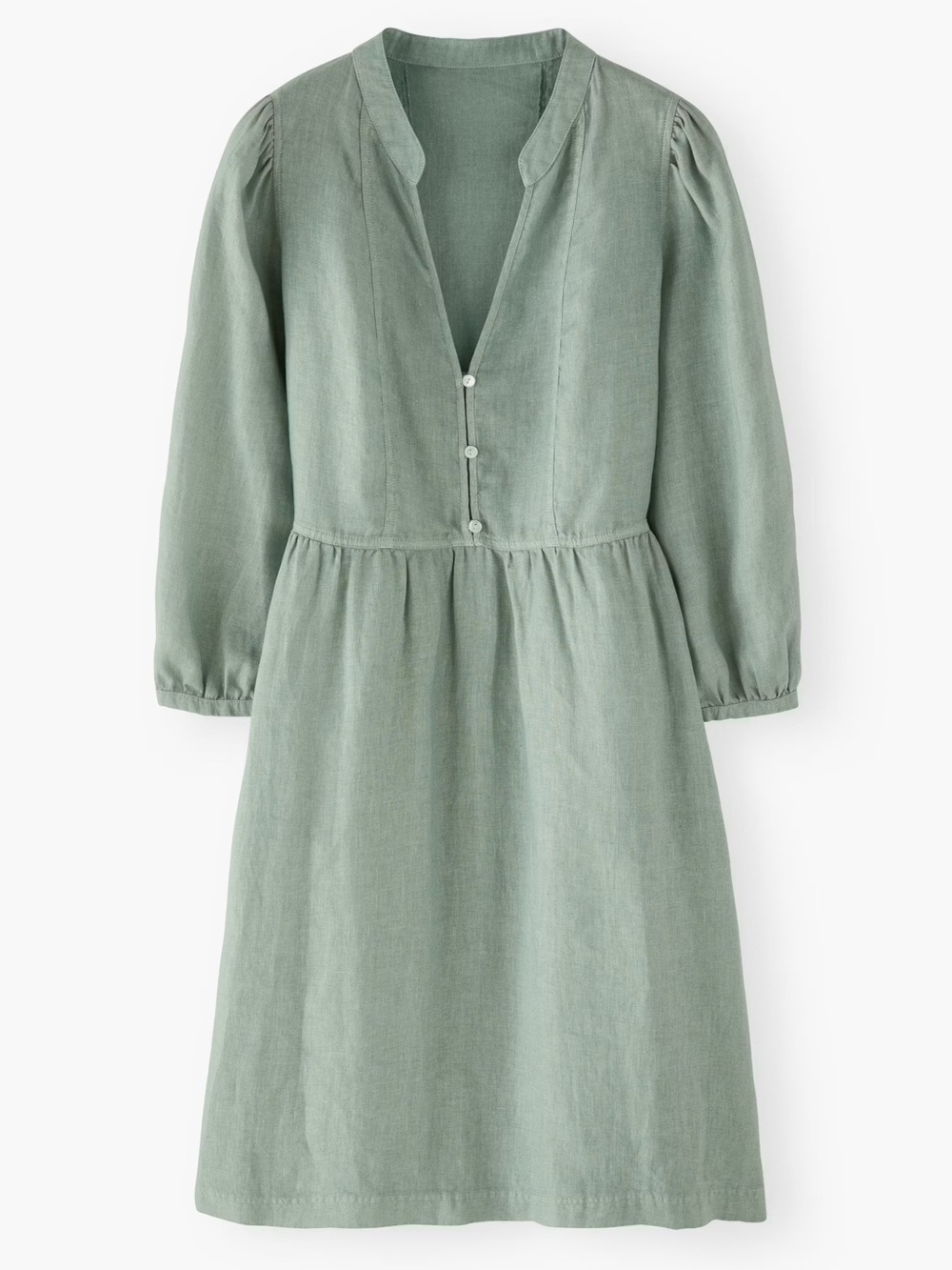 Wrap London Sage Green V-Neck Midi Dress with Puff Sleeves - Picture 8 of 8